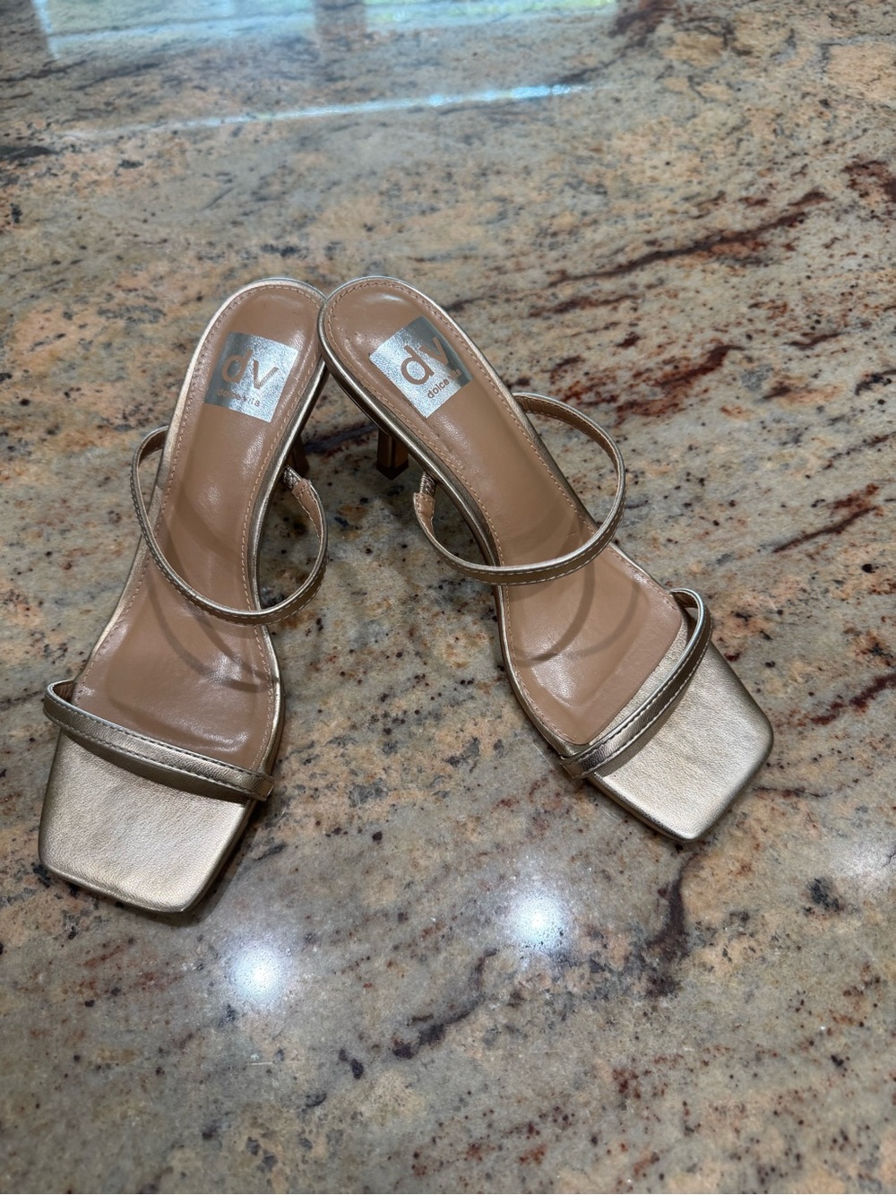 DV by Dolce Vita Metallic Gold Strappy Heeled Sandals Size 7